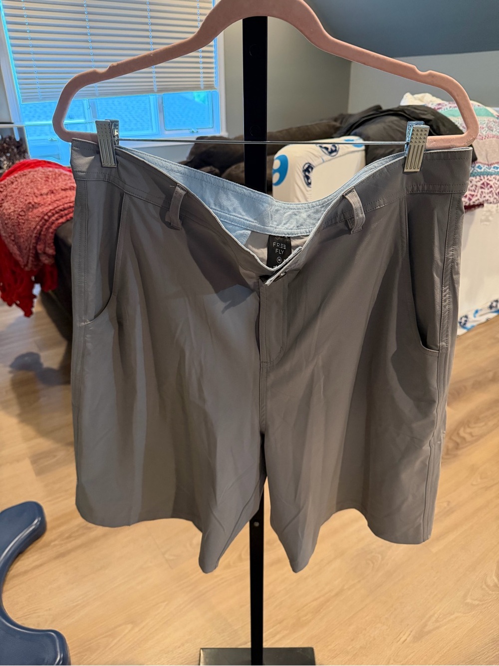 Men's Flat Front Gray Performance Shorts
